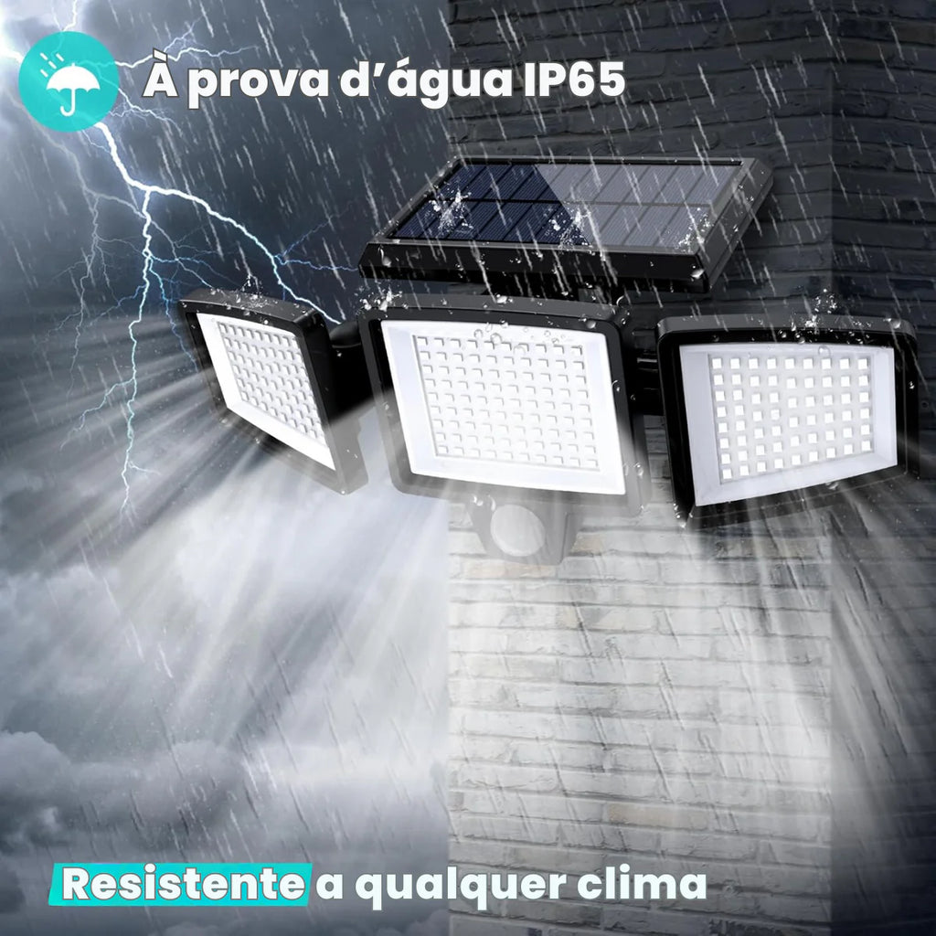 Refletor Solar 2500 lm 3 Cabeças c/ Sensor e Controle